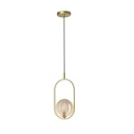 Lampa wisząca złota 120 cm 1xG9 klosz szklana kula bursztynowa CORDEL