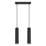 Czarna lampa wisząca podwójna tuby sufitowe ryflowane 2xGU10 KARBON 2 