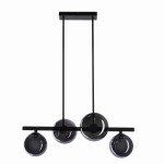 Czarna lampa sufitowa wisząca ze złotym klosze szklane kule grafitowe 4xG9 20W KAMA 