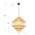LAMPAMI - lampa wisząca BOHO, żyrandol BOHO, lampa japandi, lampa ratanowa,lampa w stylu boho