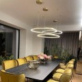 LAMPAMI - lampa wisząca złota nowoczesna, złota lampa ledowa, nowoczesna lampa do salonu, żyrandol nowoczesny do salonu
