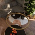 LAMPAMI - lampa wisząca złota nowoczesna, złota lampa ledowa, nowoczesna lampa do salonu, żyrandol nowoczesny do salonu