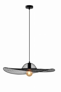 Czarna lampa wisząca kapelusz ażurowy 1xE27 40W DECO