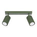 Lampa sufitowa ryflowana 2xGU10, plafon KARBON 2 spot zielony oliwkowy 