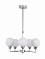 LAMPAMI - lampa wisząca klosze białe kule, żyrandol białe kule, srebrna lampa do jadalni