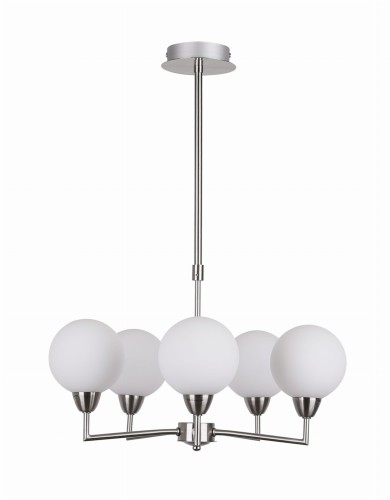 LAMPAMI - lampa wisząca klosze białe kule, żyrandol białe kule, srebrna lampa do jadalni