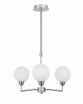 Srebrna lampa sufitowa wisząca klosze białe kule 3xG9 25W LOGOS SATYNA 