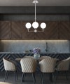 LAMPAMI - lampa wisząca klosze białe kule, żyrandol białe kule, srebrna lampa do jadalni