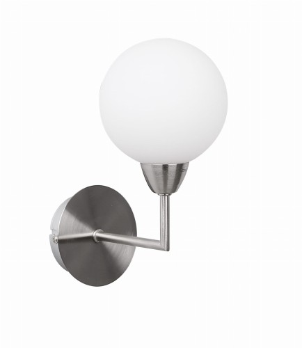 LAMPAMI - lampa ścienna, kinkiet do salonu, srebrny kinkiet nowoczesny, kinkiet do sypialni, kinkiet  klosz biała kula