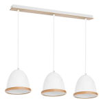  Biała lampa wisząca potrójna z drewnem 3xE27 STUDIO WHITE 