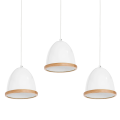 LAMPAMI - biała lampa wisząca drewniana, lampa z drewnem, lampa kuchenna sufitowa, lampa skandynawska
