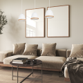 LAMPAMI - biała lampa wisząca drewniana, lampa z drewnem, lampa kuchenna sufitowa, lampa skandynawska