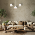 LAMPAMI - biała lampa wisząca drewniana, lampa z drewnem, lampa kuchenna sufitowa, lampa skandynawska