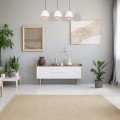 LAMPAMI - biała lampa wisząca drewniana, lampa z drewnem, lampa kuchenna sufitowa, lampa skandynawska