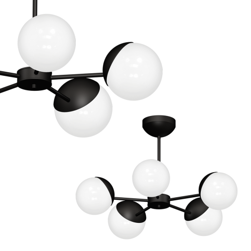 LAMPAMI - lampa sufitowa do salonu klosze białe kule, lampa sufitowa wisząca do salonu, lampa nad stół, lampa szklane kule