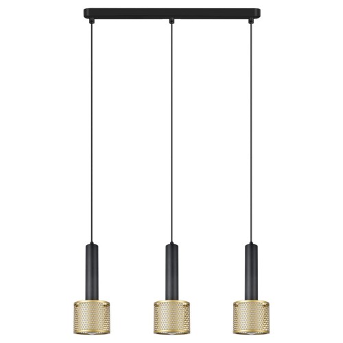 LAMPAMI - lampa nad wyspę, potrójna lampa wisząca, lampa wisząca złota z czarnym, lampa do sypialni