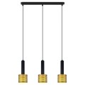 LAMPAMI - lampa nad wyspę, potrójna lampa wisząca, lampa wisząca złota z czarnym, lampa do sypialni