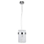 Srebrna lampa wisząca pojedyncza z kryształami 150 cm 1xE14 chrom VETRO 1