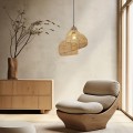 LAMPAMI - lampa wisząca BOHO, żyrandol BOHO, lampa japandi, lampa ratanowa,lampa w stylu boho