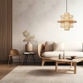 LAMPAMI - lampa wisząca BOHO, żyrandol BOHO, lampa japandi, lampa ratanowa,lampa w stylu boho, żyrandol BOHO