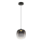 Pojedyncza lampa ledowa wisząca czarna 150 cm szklana kula dymiona VASO 2 SMOKED 4W LED