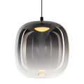 LAMPAMI - lampa do salonu nad sofą, klosze szklane kule dymione, lampa wisząca czarna dymiona, lampa do sypiani przy łóżku
