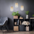 LAMPAMI - lampa do jadalni, klosze szklane kule, lampa wisząca złota, lampa do sypiani przy łóżku