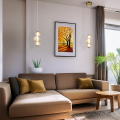 LAMPAMI - lampa wisząca złota nowoczesna, złota lampa ledowa, nowoczesna lampa do salonu, pojedyncza lampa ledowa wisząca