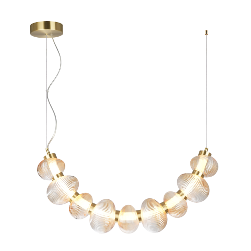 LAMPAMI - lampa wisząca złota nowoczesna, złota lampa ledowa, nowoczesna lampa do salonu, pojedyncza lampa ledowa wisząca