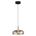 LAMPAMI - lampa do salonu nad sofą, lampa wisząca czarna klosz bursztynowy, nowoczesna lampa ledowa wisząca, lampa do sypiani