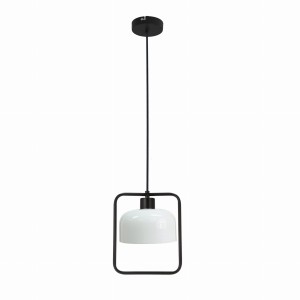 Pojedyncza lampa nad stół do jadalni czarna klosz biały 1xE27 40W ZODIAC