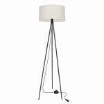 Lampa podłogowa czarna na trójnogu klosz szary 1xE27 40W SHANTI 