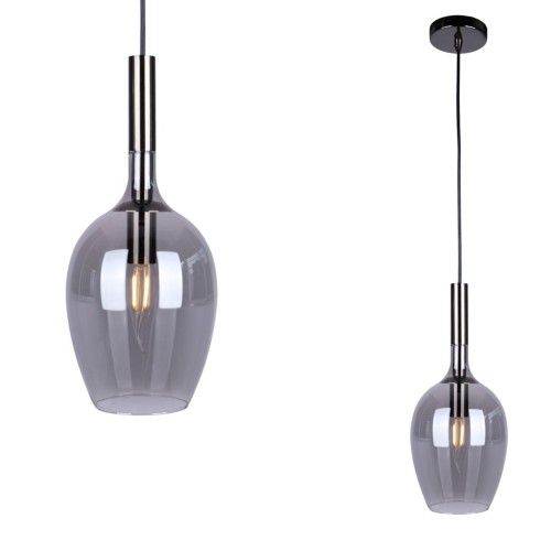 LAMPAMI - lampa wisząca dymiona, lampa do salonu, lampa wisząca pojedyncza, lampa nad stół, lampa do sypialni LUGANO SMOKED
