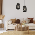 LAMPAMI - lampa sufitowa BOHO, żyrandol BOHO, czarna lampa w stylu boho, lampa boho do salonu ARONA BLACK