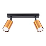Lampa sufitowa czarna z miedzianym listwa 2xGU10 plafon WINX 2