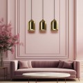 LAMPAMI - lampa wisząca złota, lampa do salonu złota, lampa wisząca potrójna, złota lampa nad stół NILO