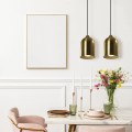 LAMPAMI - lampa wisząca złota, lampa do salonu złota, lampa wisząca podwójna, złota lampa nad stół NILO