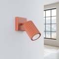 LAMPAMI - lampa ścienna, ryflowany kinkiet do salonu, kinkiet nowoczesny, kinkiet do sypialni KARBON ochra czerwona