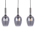 LAMPAMI - lampa wisząca dymiona, lampa do salonu, lampa wisząca potrójna, lampa nad stół LUGANO SMOKED