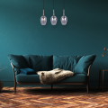 LAMPAMI - lampa wisząca dymiona, lampa do salonu, lampa wisząca potrójna, lampa nad stół LUGANO SMOKED