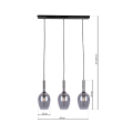 LAMPAMI - lampa wisząca dymiona, lampa do salonu, lampa wisząca potrójna, lampa nad stół LUGANO SMOKED