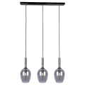 LAMPAMI - lampa wisząca dymiona, lampa do salonu, lampa wisząca potrójna, lampa nad stół LUGANO SMOKED