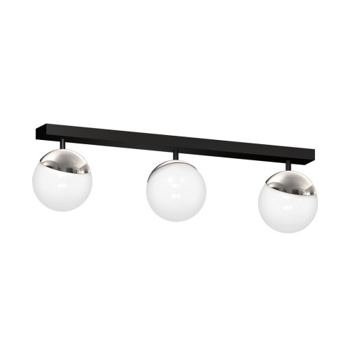 LAMPAMI - lampa sufitowa do salonu klosze białe kule, lampa sufitowa do salonu, lampa nad stół, lampa szklane kule SFERA BLACK/CHROME