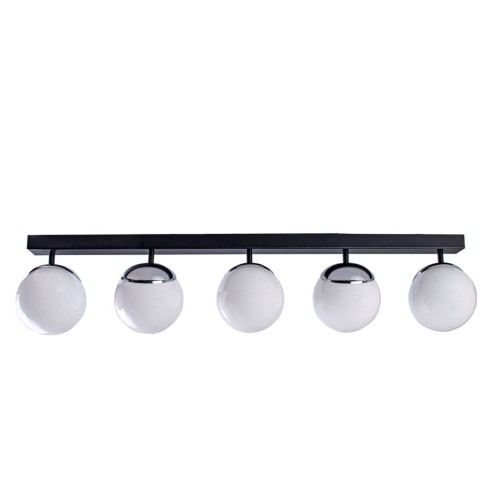 LAMPAMI - lampa sufitowa do salonu klosze białe kule, lampa sufitowa do salonu, lampa nad stół, lampa szklane kule SFERA BLACK/CHROME