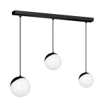 Czarna lampa wisząca potrójna klosze białe kule 3xE14 SFERA BLACK