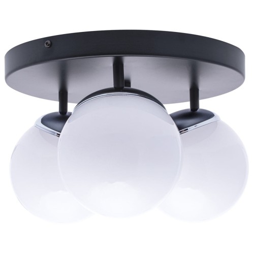 LAMPAMI - lampa sufitowa do salonu klosze białe kule, lampa sufitowa wisząca do salonu, lampa nad stół, lampa szklane kule SFERA BLACK/CHROME