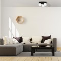 LAMPAMI - lampa sufitowa do salonu klosze białe kule, lampa sufitowa wisząca do salonu, lampa nad stół, lampa szklane kule SFERA BLACK/CHROME
