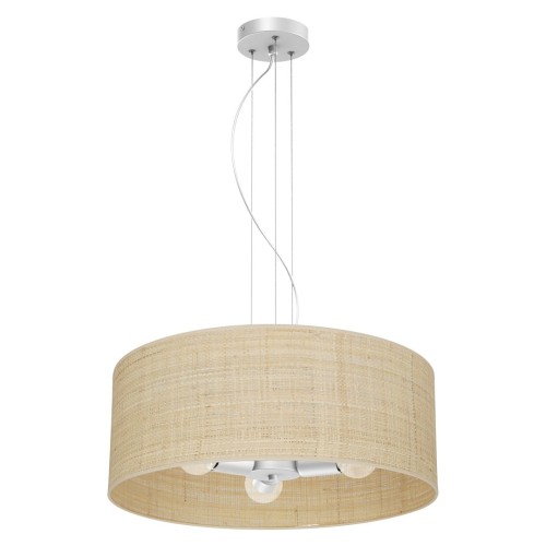 LAMPAMI - lampa wisząca do salonu, lampa boho, lampa sufitowa wisząca z rattanem MARSHALL WHITE / RATTAN