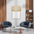 LAMPAMI - lampa wisząca do salonu, lampa boho, lampa sufitowa wisząca z rattanem MARSHALL WHITE / RATTAN