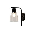 Czarny kinkiet do salonu 1XE27 40W klosz bezbarwny MOLDO